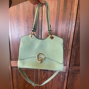 Seafoam Green Handbag with Gold Hardware